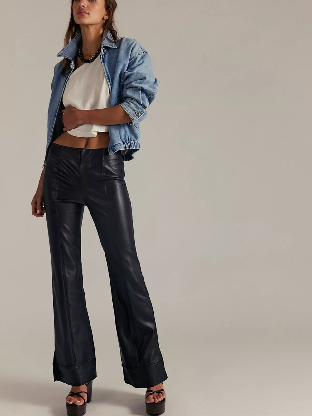 NWT We The Free Glow Up Faux Leather Black Pants Womens Size 4